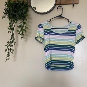 American Eagle Striped Scoop Neck Crop Top